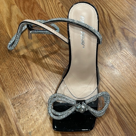 Public Desire x Dolls Kill Glimmer Rhinestone Wrap Heels black size 8 women’s - Picture 2 of 11